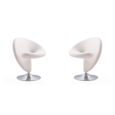 Manhattan Comfort Curl Swivel Accent Chair in Cream and Polished Chrome, PK2 2-AC040-CR